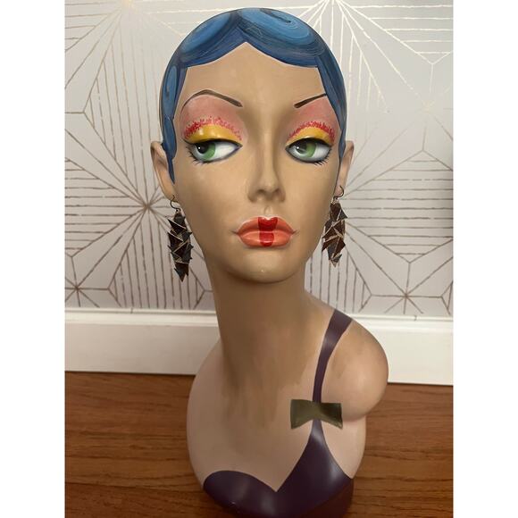 Artisan Handmade Metallic Leather Geometric multi pattern earrings - Picture 10 of 10